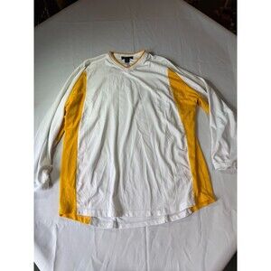 Milly Los Angeles Jersey Mens Size 2XL White‎ Yellow Long Sleeve V-Neck Sports